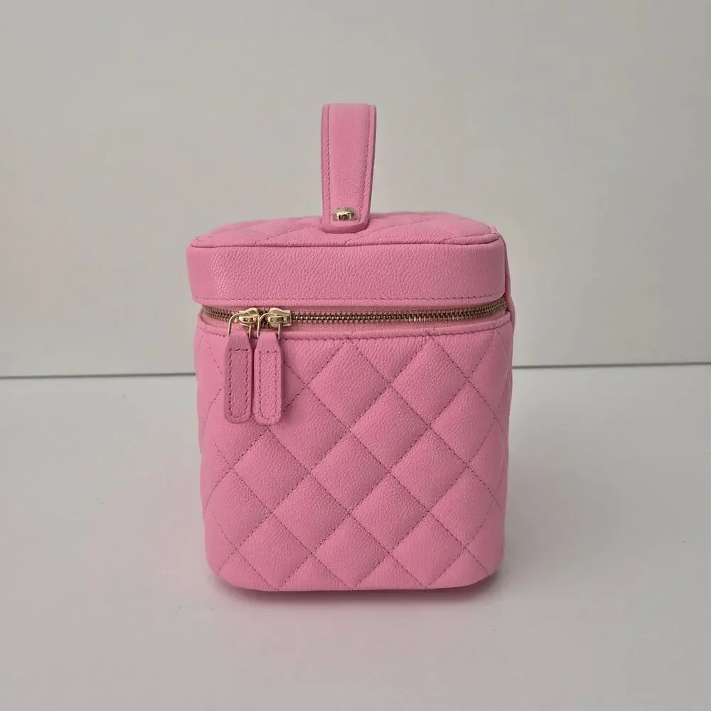 Chanel Caviar Quilted Large Vanity Bag with Mirror Pink NWT